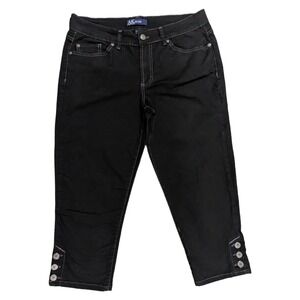 Anne Klein AK Jeans Bleecker Black Cropped Capri Pants Contrast Stitch Size 10